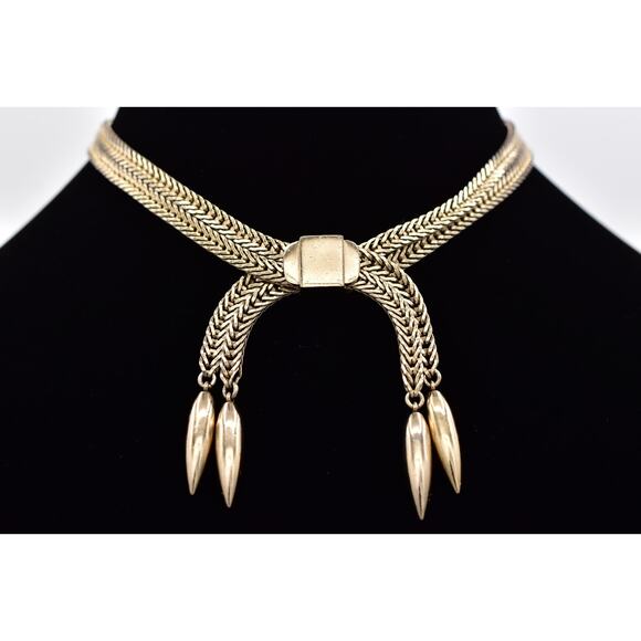 Monet Vintage Choker Chain Necklace Bow Gold Tone Thick Chunky Signed 60s BinBQ - Picture 2 of 12